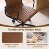 Ribbed PU leather office chair with high back, adjustable height, and soft sponge padding for all-day comfort.