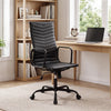 Ribbed Office Chair High Back PU Leather for Home Office with Adjustable Height-Black - Gallery View 1 of 9