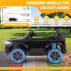 Black LEXUS GX550 ride on car showcasing enduring wheels, designed for smooth riding on various surfaces for kids aged.