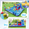 Rocket theme inflatable water slide park featuring wet and dry use, with slides, splash pool, and safety mesh walls.