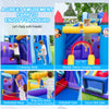 Rocket theme inflatable water slide park featuring climbing walls, basketball hoop, and splash pool for summer fun.