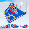 Rocket theme inflatable water slide park featuring multiple slides, splash pool, and safety mesh for year-round fun.