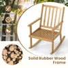 Natural rocking chair with solid rubber wood frame and padded seat, perfect for relaxation and comfort in any home.