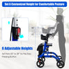 Folding aluminum rollator walker with adjustable height, 8-inch wheels, and seat for comfortable mobility assistance.
