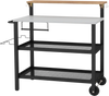 Rolling Bar Cart with Flip-up Table and Hooks for Kitchen