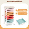 Rolling cart with 8 removable drawers, sturdy metal frame, and wooden tabletop, ideal for home or office organization.