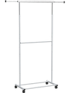 Rolling Clothes Rack Double-Rod Extendable Garment Stand for Hanging Clothes