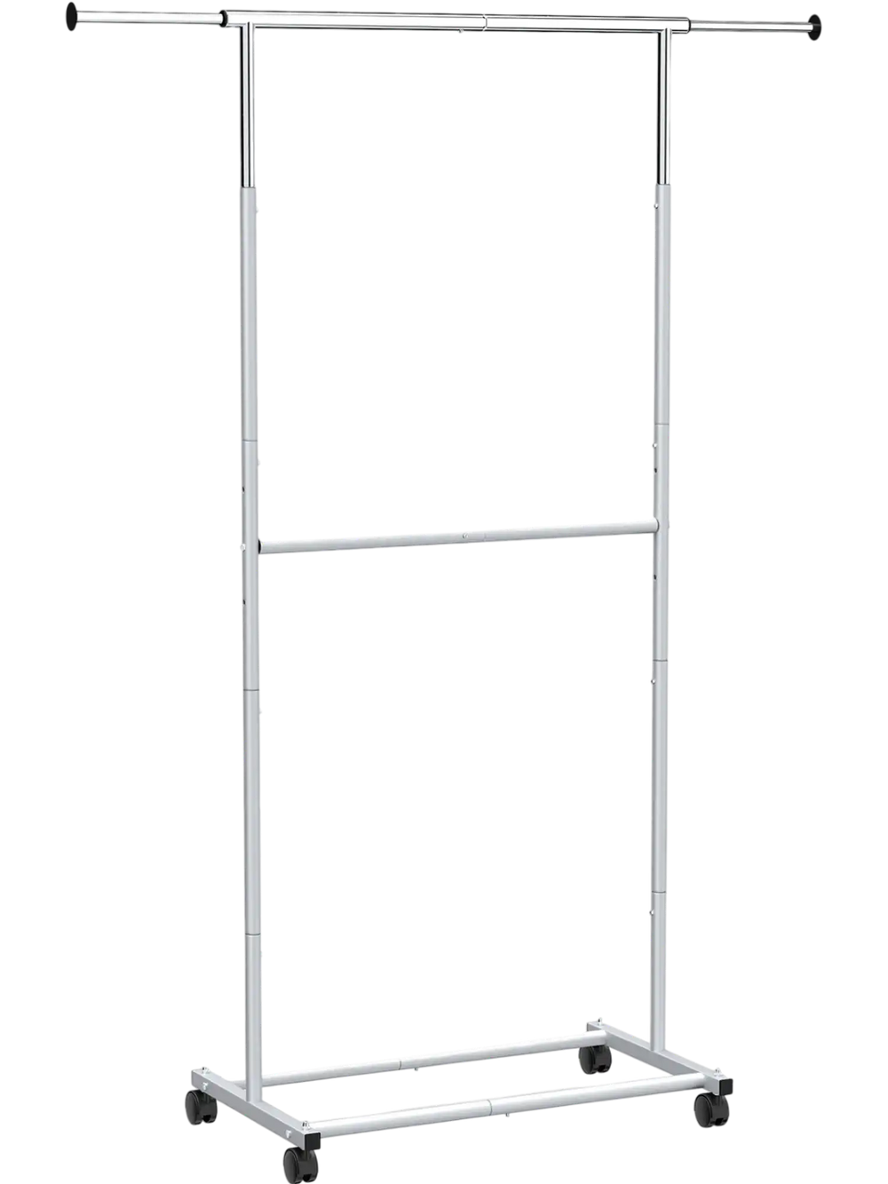Rolling Clothes Rack Double-Rod Extendable Garment Stand for Hanging Clothes