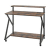 Rolling computer desk in rustic brown with charging station, monitor shelf, and mobile design for home office use.