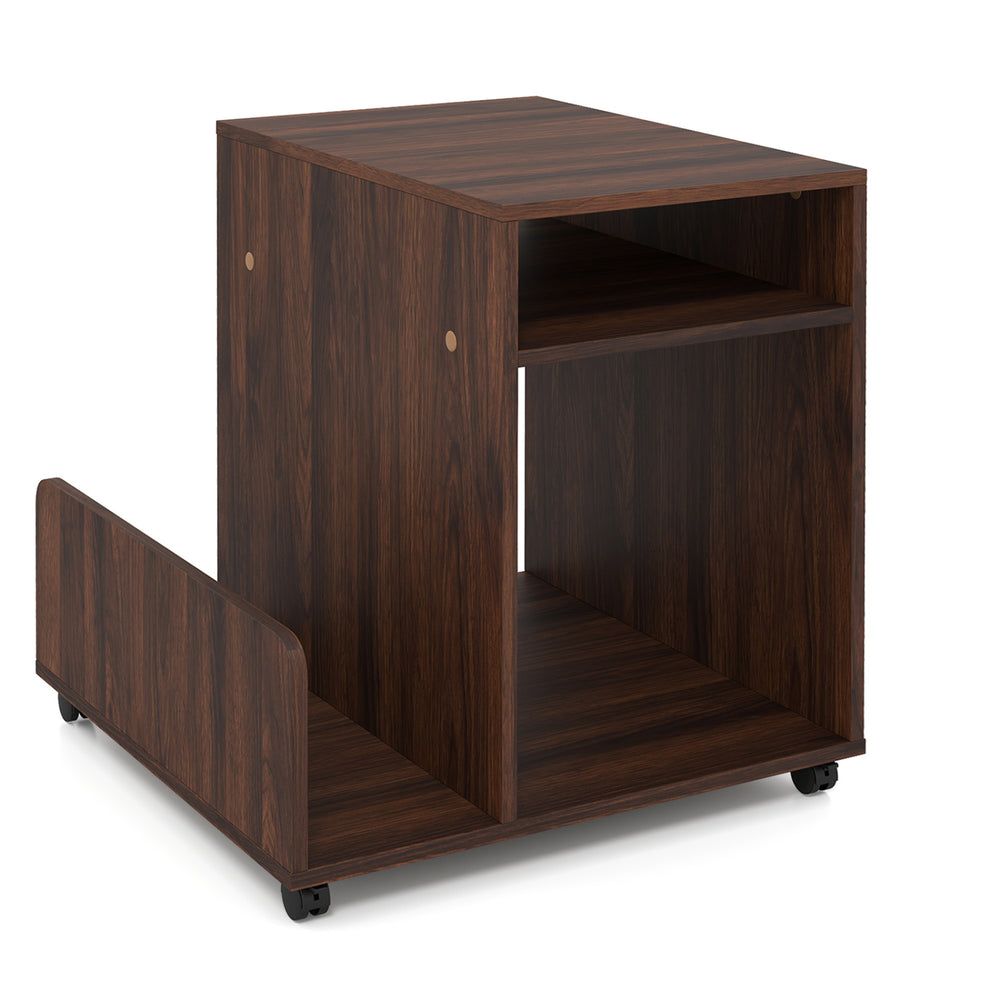 Rolling End Table 3-Tier Mobile Side Table with Side Storage Rack Modern Small Nightstand-Brown - Gallery View 1 of 1