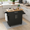 Rolling Kitchen Island Cart with Towel and Spice Rack-Black - Gallery View 1 of 10