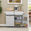Rolling Kitchen Island with Trash Can Cabinet and Rubber Universal Wheels-Grey - Gallery View 1 of 10