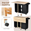 Costway Kitchen Island Cart with Drop-Leaf Rubber Wood Top New