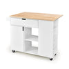 Costway Kitchen Island Cart with Drop-Leaf Rubber Wood Top New