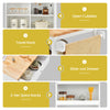 Kitchen island trolley cart with open shelves, slide-out drawer, and towel rack, ideal for kitchen storage and prep.