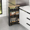 Rolling Kitchen Slim Storage Cart Mobile Shelving Organizer with Handle-Black - Gallery View 1 of 10
