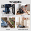 Rolling knee creeper with 360° swivel casters and EVA foam pads, ideal for auto repair, gardening, and cleaning tasks.