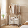 Rolling Metal Clothes Rack with Hanging Rod and Storage Basket-White - Gallery View 1 of 2