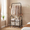 Rolling Metal Clothes Rack with Hanging Rod and Storage Basket-Black - Gallery View 1 of 10