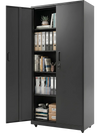 Rolling black metal storage cabinet with adjustable shelves, lockable design, and 4 smooth wheels for easy mobility.