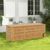 Rolling patio wooden deck box made of acacia wood with 48-gal capacity, featuring wheels and side handle for easy.