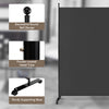 Dark gray 6 feet rolling room divider with sturdy metal base and smooth wheels for easy mobility in various indoor.