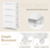 Rolling storage cabinet with 5 drawers, elevated design, and 4 universal wheels for easy mobility and organization.