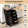 Rolling storage cart with 15 black drawers and chrome-plated metal frame, ideal for organizing stationery and supplies.