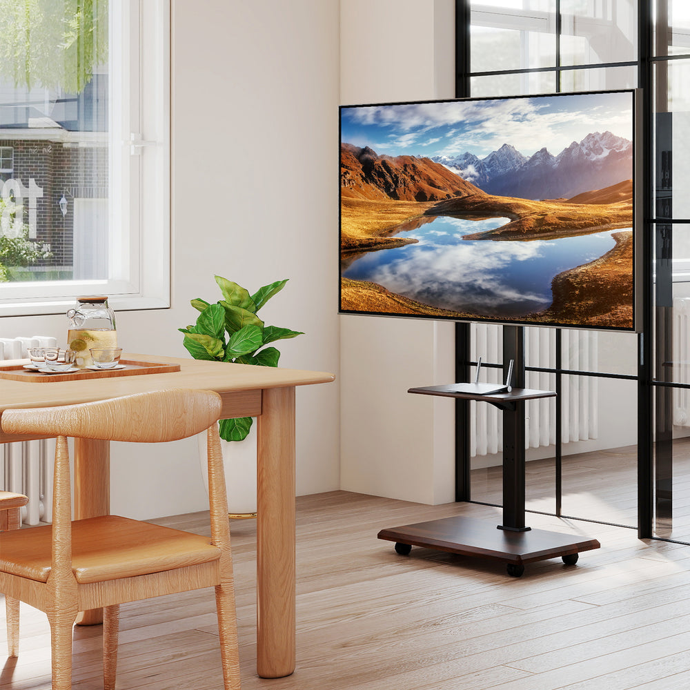 Rolling TV Stand on Wheels Mobile TV Cart for 32-75 Inch TVs Portable AV Cart-Black - Gallery View 1 of 10