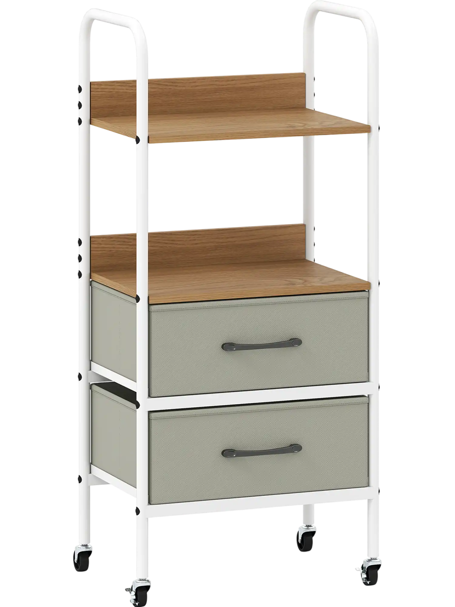 Costway Rolling Utility Storage Cart 2 Open Shelves 2 Fabric Drawers 52426546 New