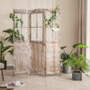 Folding privacy screen in coffee color, featuring a retro design and mesh windows for airflow, ideal for room division.