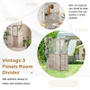 Vintage 6 feet folding privacy screen in coffee color, featuring a retro design and mesh windows for indoor and outdoor.