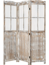 Folding privacy screen with a retro design, made of paulownia wood, featuring mesh windows for airflow and light.