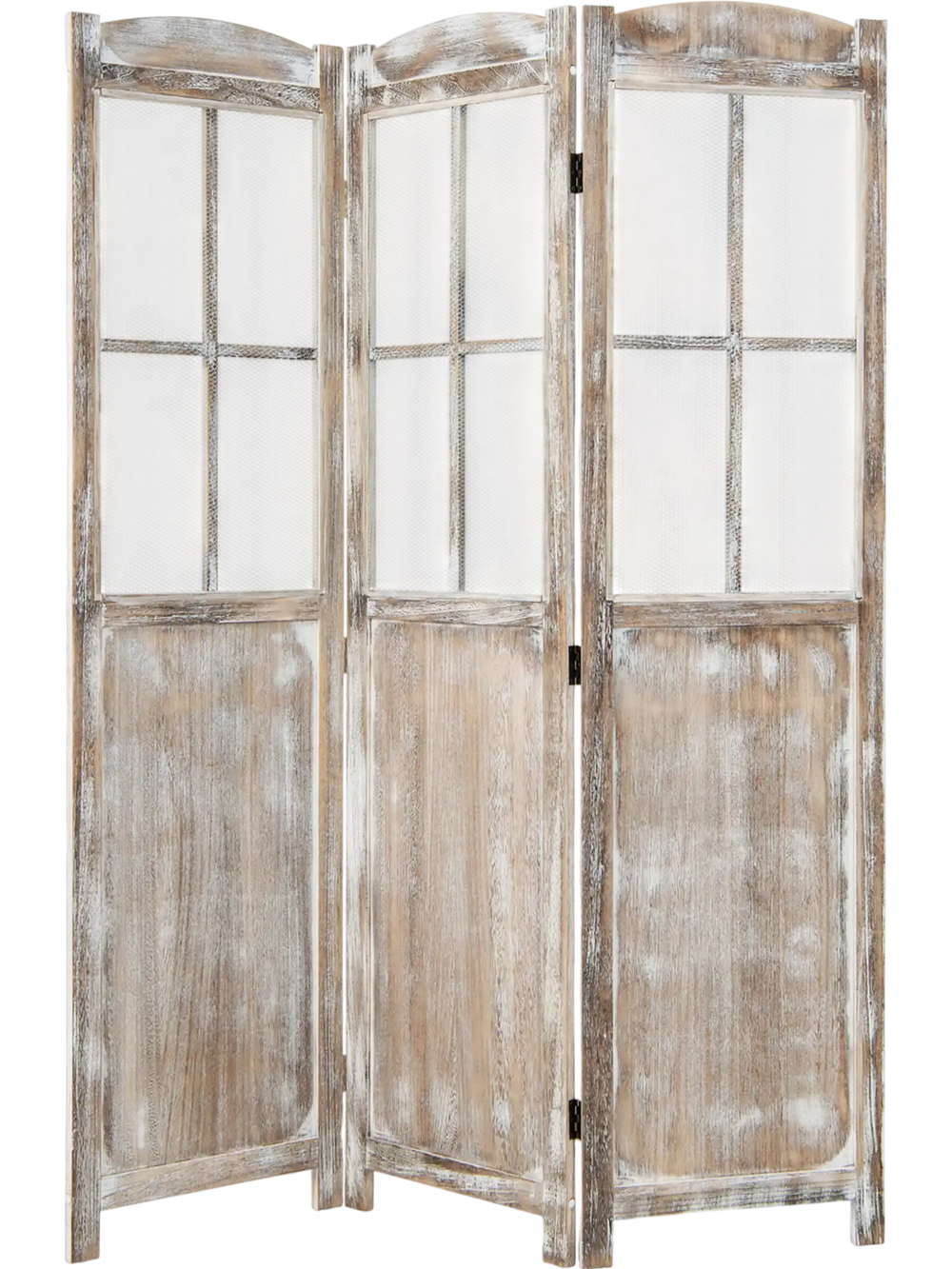 Folding privacy screen with a retro design, made of paulownia wood, featuring mesh windows for airflow and light.