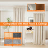 Adjustable floor-to-ceiling tension rod in white, compatible with various ceilings and floors, ideal for room dividers.