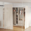 Adjustable floor-to-ceiling tension rod in white for room dividers, suitable for various ceiling and floor types.