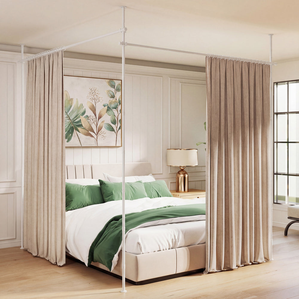 Room Divider Curtain Rod with Adjustable Floor to Ceiling Tension Rod (Curtains Not Included)-White - Gallery View 1 of 11