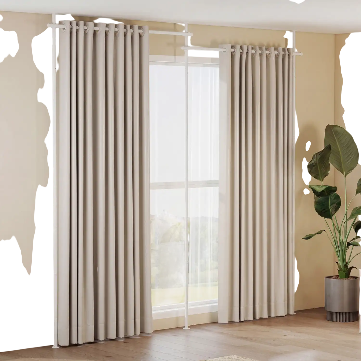 Costway Adjustable Floor-to-Ceiling Room Divider Curtain Rod 14219334 New