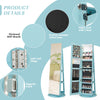 360° rotating blue jewelry cabinet with lock, LED lighting, and spacious storage for organized accessories.