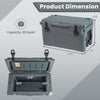 Rotomolded cooler in gray with integrated cup holders, 30-quart capacity, and leak-proof design for outdoor activities.