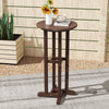 21.5 Inch Round Bar Table Patio HDPE Bar Height Dining Table with Slatted Tabletop-Brown - Gallery View 1 of 9