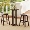 Round bar table with slatted HDPE tabletop in brown, perfect for outdoor dining at backyard or poolside.