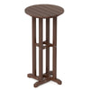 Round bar table with slatted HDPE tabletop in brown, 21.5" height, ideal for backyard or poolside dining.