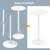 Round bistro table assembly steps showing detachable pole for adjustable height, featuring a 24" tabletop and sturdy.