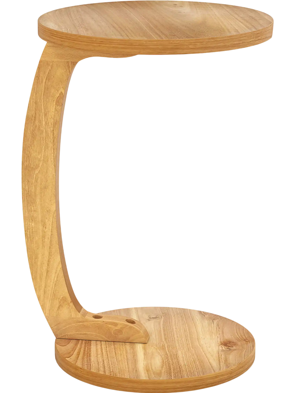 24 Inch Round C-shaped Side Table with Thickened Top and Sturdy Base