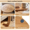 C-shaped side table with a 1" thick teak wood top, featuring a non-slip foot pad and robust support leg for stability.