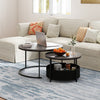 Round Coffee Table Set of 2 31.5" and 24" Circle Cocktail Table with Fabric Storage Basket-Gray - Gallery View 1 of 10