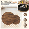 Round coffee table set of 2 with dual tabletops and a non-woven fabric storage basket for versatile living room use.