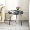 Round Coffee Table with Thickened Tabletop and Metal Tripod Legs-Black - Gallery View 1 of 10
