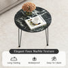 Round coffee table with elegant faux marble texture, thickened waterproof tabletop, and metal tripod legs for modern.